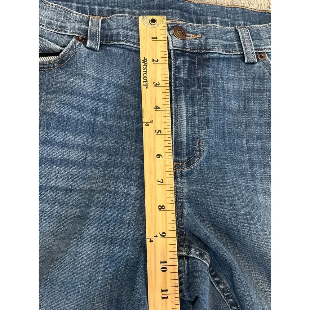 Duluth Trading Jeans Womens 14x33 Blue Denim Dark Slim Leg DuluthFlex Mid Rise